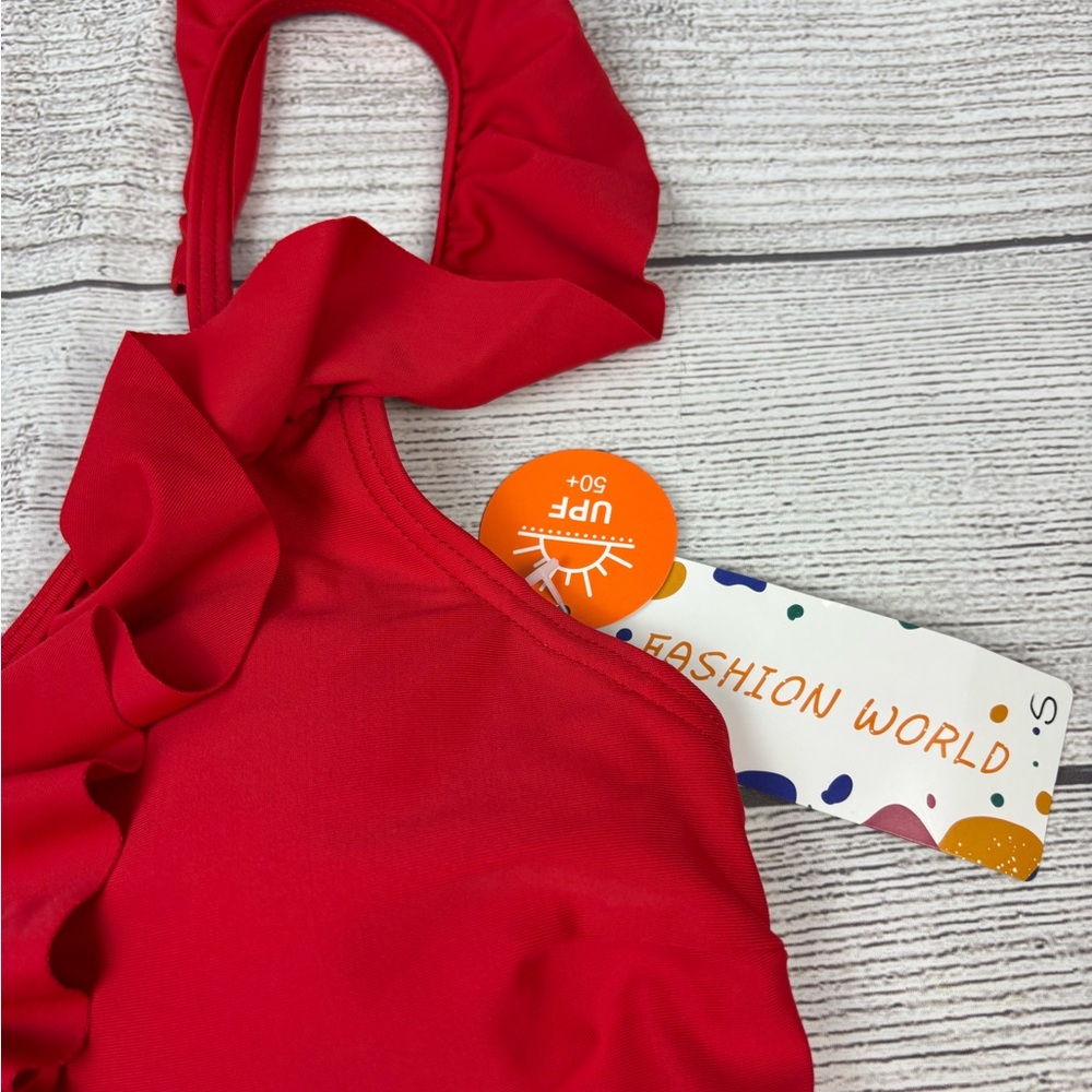 Red Ruffled Bikini Top Small - Picture 4 of 9